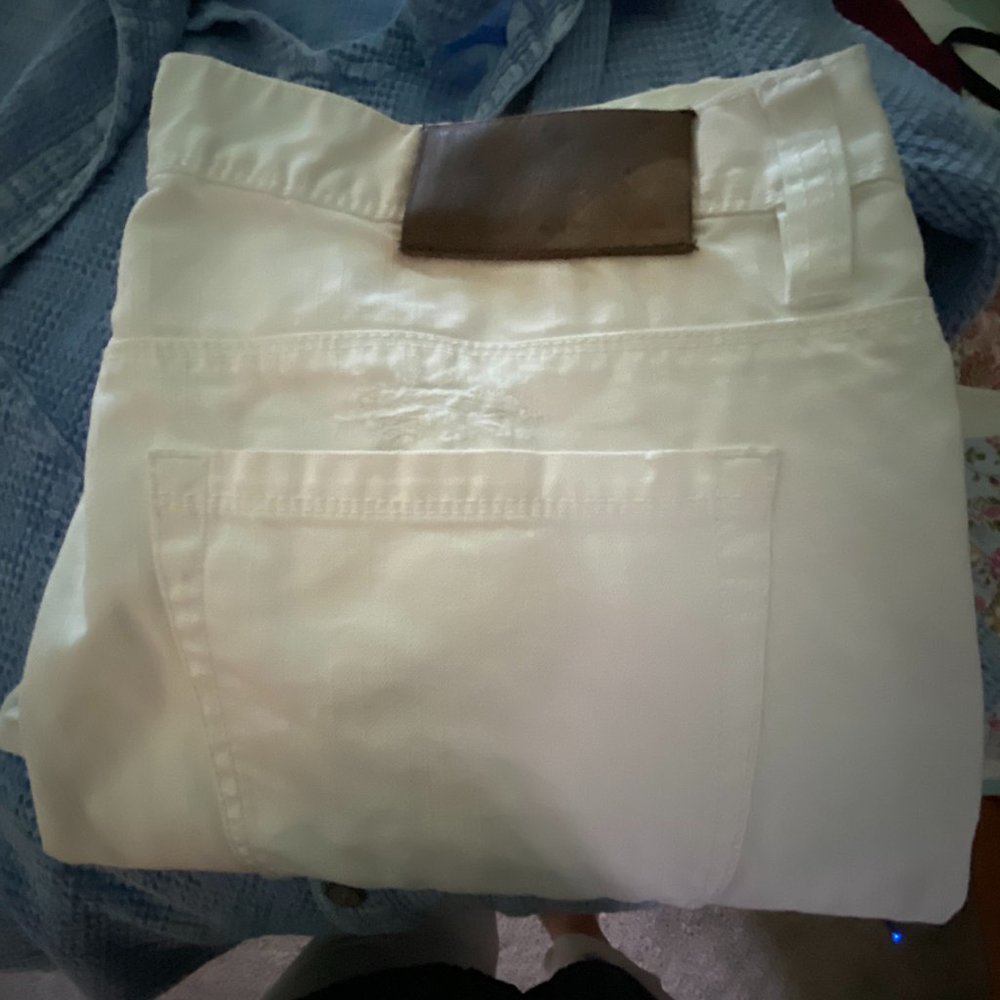 EUC~MK Mens 38X32 White denim Factory distressed Jeans - Picture 12 of 13